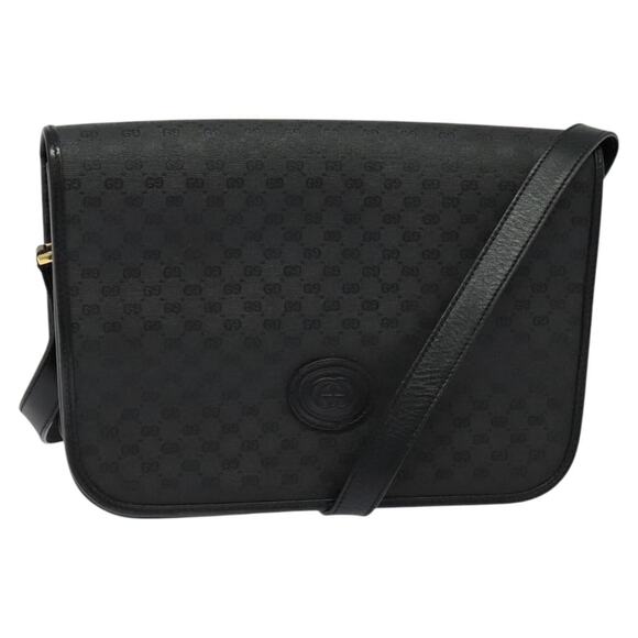GUCCI Micro GG Supreme Shoulder Bag Pvc Black Gold 001 104 001 104 - Picture 1 of 16
